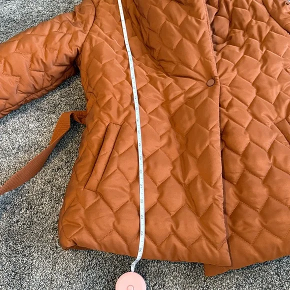 Women's Quilted Belted Jacket - NWOT Rust M - Picture 6 of 10